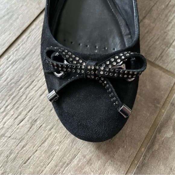 Geox Respira Black Suede Ballet Flats 7.5 Bow Detail‎ - Picture 4 of 9